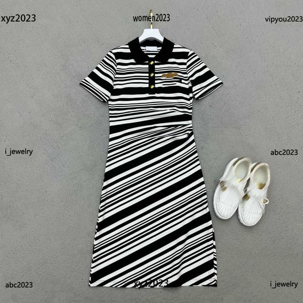 

womens designer lapel knit dress dresses for woman black and white irregular stripe decoration dress new arrival #multiple product, Black;gray