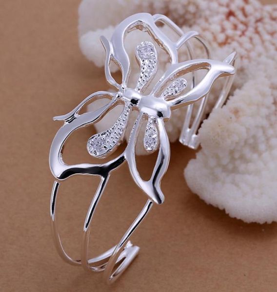

10pcslot gift factory whole new 925 sterling silver butterfly bracelets bangle jewelry 12942802067, Black