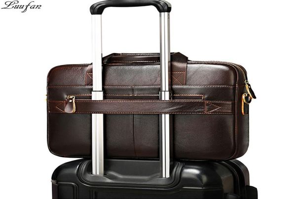 

luufan genuine leather men039s bag male business briefcase 14 inch lapbag natural leather messenger bags men039s travel 1593671