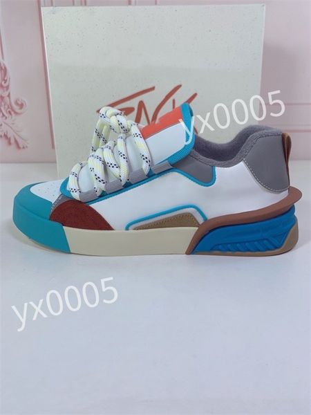 

new designer flat sneaker trainer casual shoes leather white letter overlays fashion platform men womens low sneakers, Black