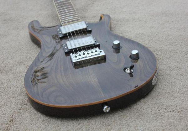 

custom paul smith trans black ash electric guitar rosewood fingerboard abalone birds inlay natural wood binding double locki5484704