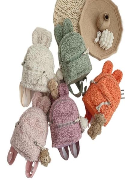 

lovely kids toddler plush cartoon backpack cute bunny ear school bag winter warm fleece daypack for boys girls 2203187487763