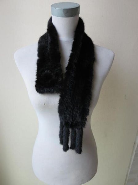 

whole retail fashion real mink handmade fur scarf solid0121183213, Blue;gray