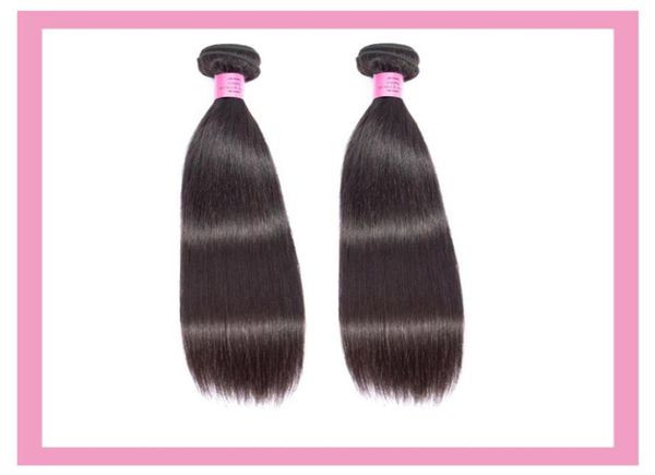 

2 bundles brazilian virgin hair extensions straight 100 human hair products double wefts two pieces9020679, Black