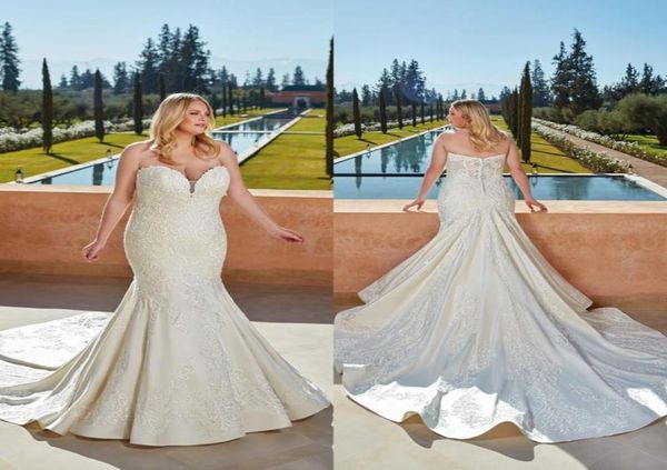 

eddy k mermaid wedding dresses 2021 appliqued satin sweetheart beach wedding dress sweep train customize vestidos de novia5280437, White