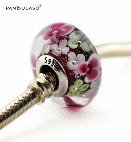 

flower garden murano charm sterlingsilverjewelry beads glass bead fits pandora bracelets diy woman bracelets beads whole bea6173350