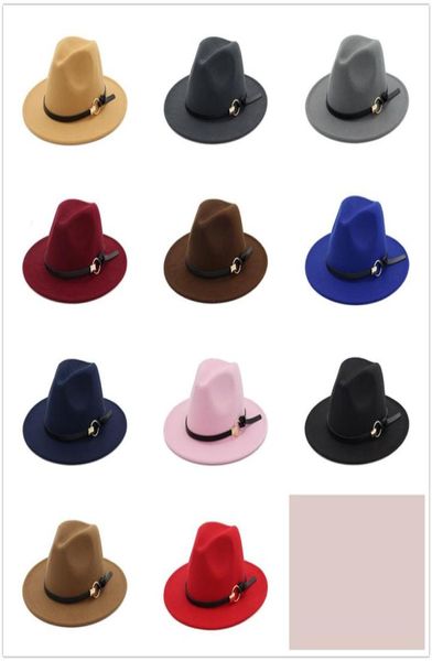 

new fashion hats for men women elegant fashion solid felt fedora hat band wide flat brim jazz hats stylish trilby panama cap6355031, Blue;gray