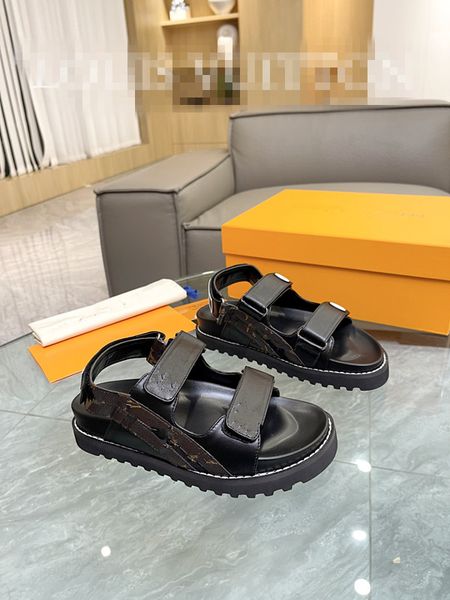 

designer slides women man slippers luxury sandals brand sandals real leather flip flop flats slide casual 0522, Black