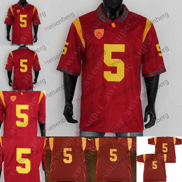 

5 reggie bush usc football jersey red all stitched, Black;red
