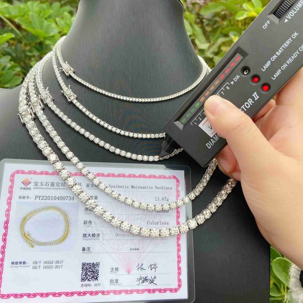 

in stock 2mm 3mm 4mm 5mm 6.5mm chain vvs moissanite diamond hip hop jewelry sterling silver s925 tennis