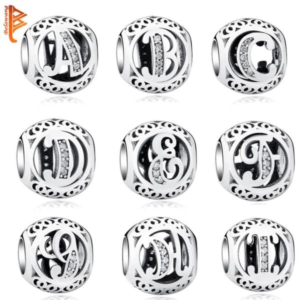 

authentic 925 sterling silver crystal alphabet az letter charms beads fit original pandora bracelet necklace diy jewelry making q1461350, Black