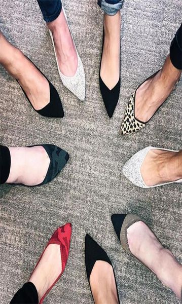 

pointed toe ballet flat 30 colors slip on ladies flats shoes wool knitted pregnant women loafers shoes 2206105736832, Black