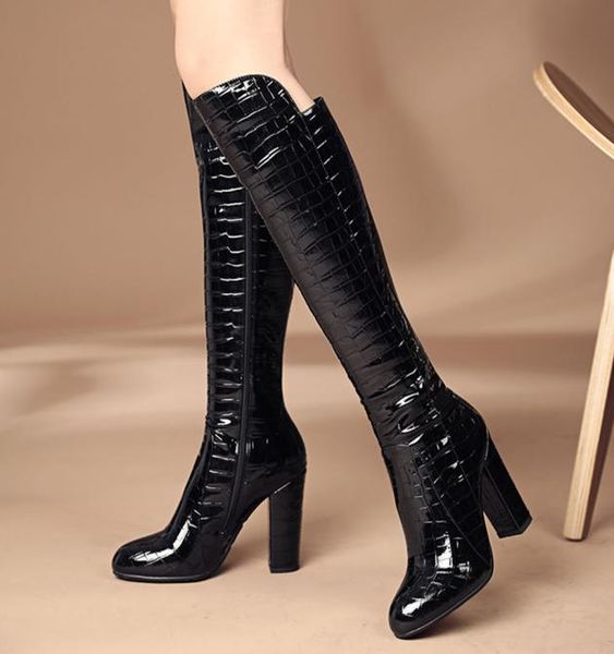 

boots sarairis zipper over the knee women brand ladies round toe high heels shoes6165653, Black