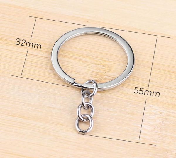 

25mm metal keychain rhodium plated alloy key chains simple key ring2115419, Silver