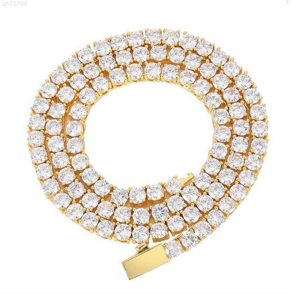 

hip hop 3mm 4mm 5mm tennis jewelry woman iced out gold diamond bling chain necklace, Silver