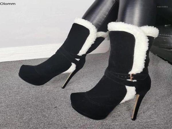 

boots olomm women platform snow ankle stiletto high heels round toe elegant black daily shoes plus us size 51517947817
