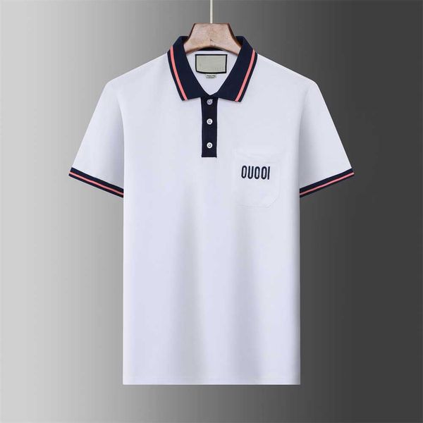 

2023ss fashion polos t-shirt men casual t shirt embroidered cotton polo shirt high street collar polos shirts, White;black