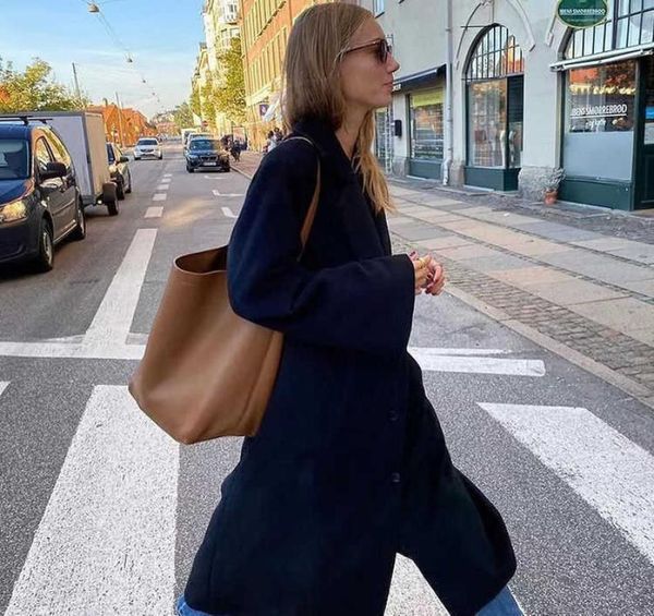 

the row leather autumn and winter large capacity commuter one shoulder handheld tote women039s small design bucket bag5350316