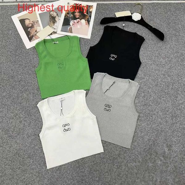 

tank anagram loewee crop designer t shirts women knits tee knitted sport lowewe woman vest yoga tees green sz68, White