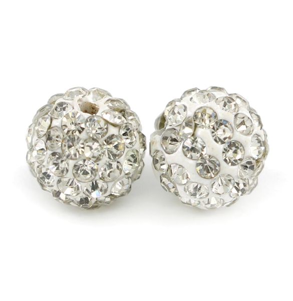 

ploymer clay shambhala disco ball beads half drilled round 6 rows rhinestone crystal shamballa beads for earring making 100pcsbag2794478, Black