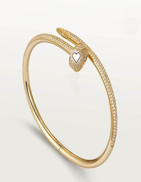 

full stone titanium steel gold charm screw spike bracelet designer bracelets luxury bangle pulsera for mens and women party couple3431758, Golden;silver