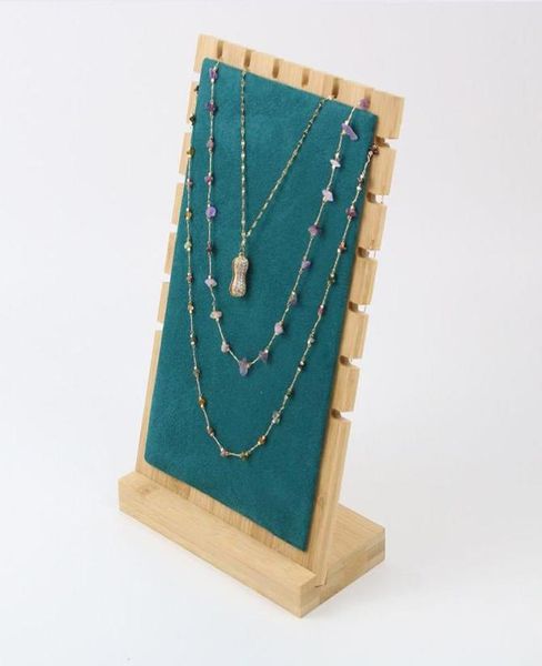 

jewelry pouches bags wooden box display stand rack for necklace earring pendant chain holder board storage shelf 3411 q27438734, Pink;blue