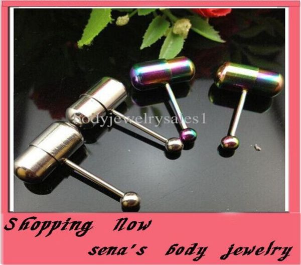 

vibrating tongue rings stainless steel mix 2 color 10pcs stainless steel tongue barbell piercing6605726, Silver