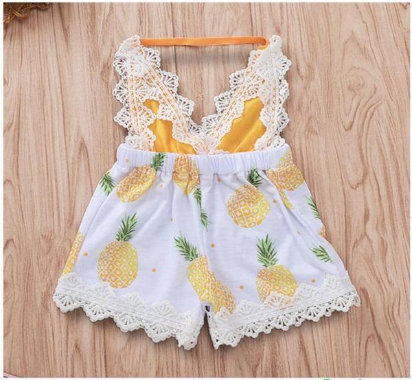

girl pineapple print sleeveless off back jumpsuits baby summer lace jump suit kids clothes one piece zht 2427944256, Blue