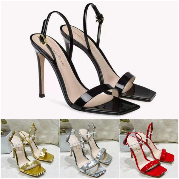 

ribbon stiletto sandal gianvito rossi shoes designer women one-word tape sandal fashion luxury banquet party portofino 105 high- heeled shoe, Black