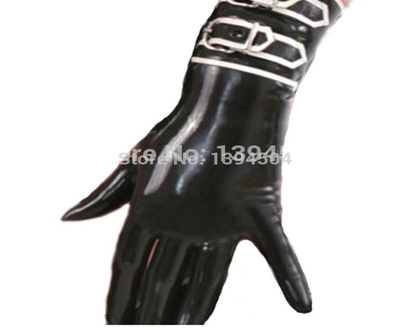 

new rushed exotic costume women latex gloves fetish 100 handmade short with buckles 2010226339231, Blue;gray