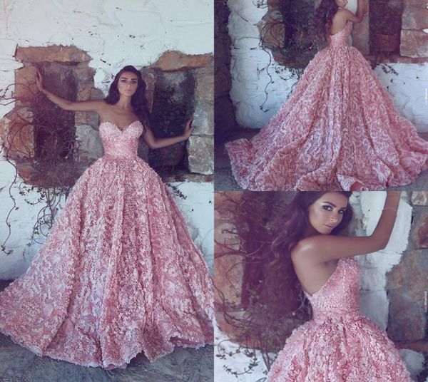 

new luxury pink sweetheart ball gown princess evening dresses ball gowns sleeveless lace appliques prom dresses long sweep train5798102, Black;red