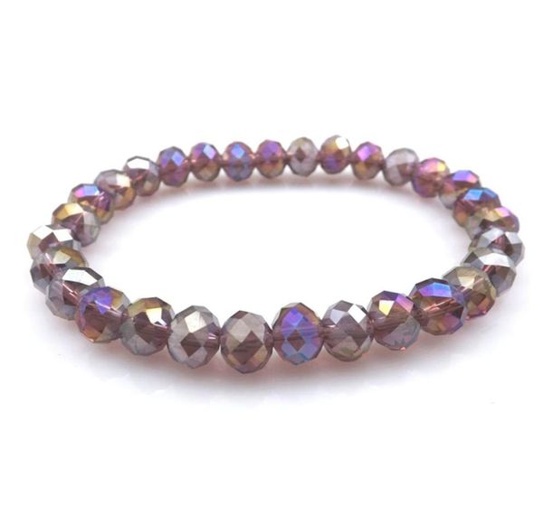 

purple ab color 8mm faceted crystal beaded bracelet for women simple style stretchy bracelets 20pcslot whole7693912, Black
