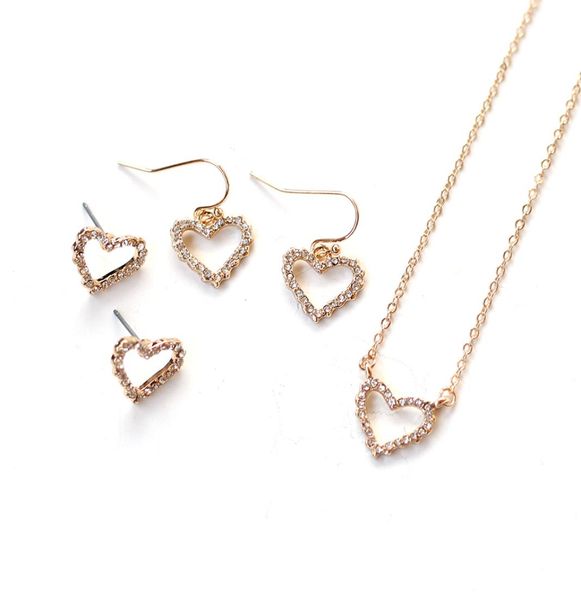 

fashion clear crystal hollow out heart necklace for women012432610, Silver