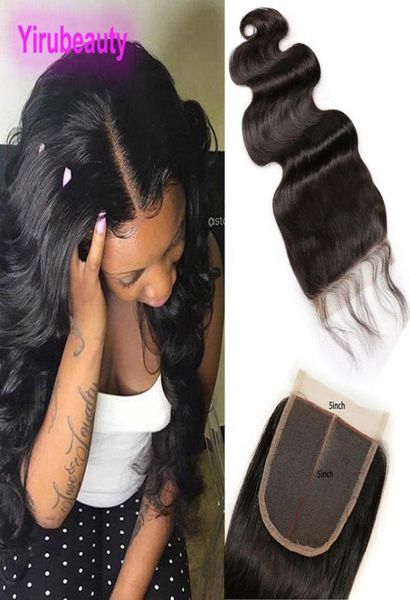 

indian virgin hair lace closure with baby hair 5x5 closures middle three part body wave natural color 1026inch7877989, Black;brown