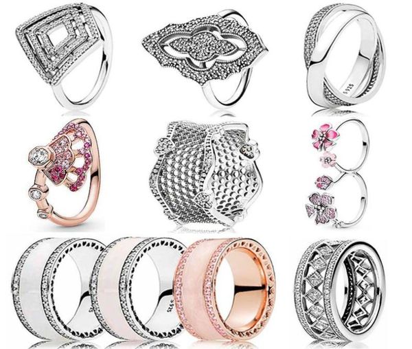 

original new s925 pandora ring openwork vintage fascination lace of love promise signature band ring for women jewelry2851550, Silver