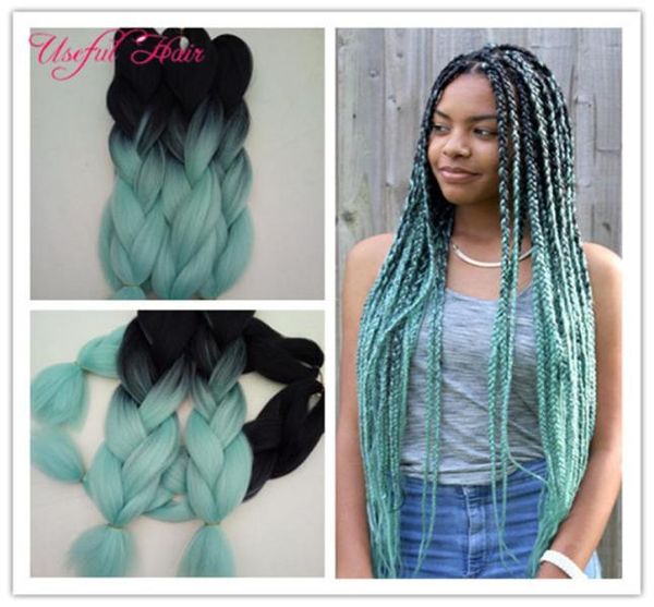 

braided hair bundles 24inch 2x jumbo braids synthetic braiding hair two tone ombre color crochet extensions box crochet braids hai8747012, Black