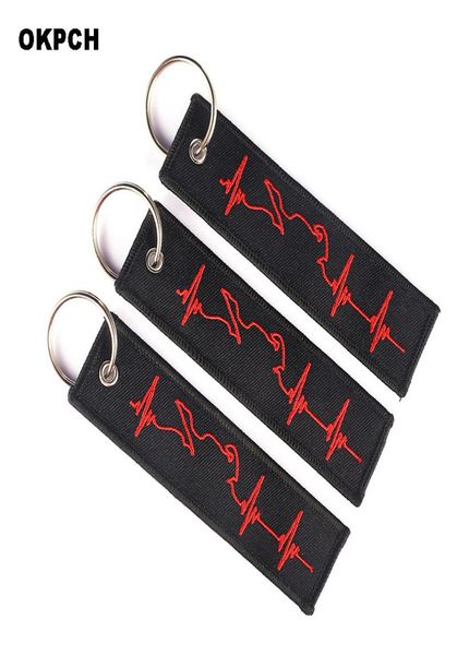 

fashion tags keychain heartbeat keyring tag embroidery keychain embroidery key fobs9908317, Silver