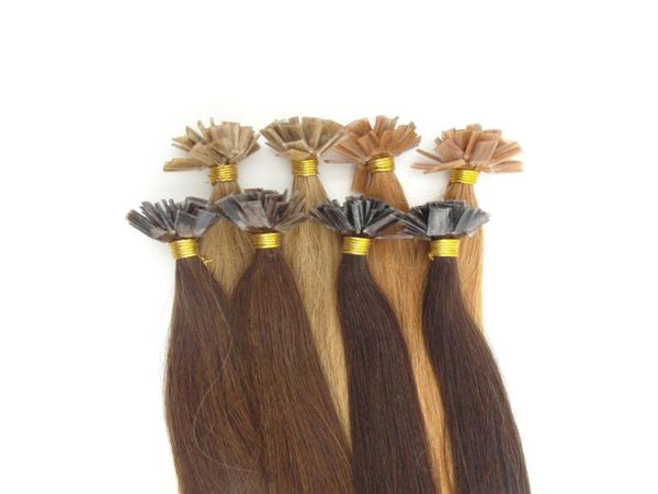 

whole 1gs 100pcsset fusion flat tip indian remy extensions prebonded keratin human hair8851737, Black