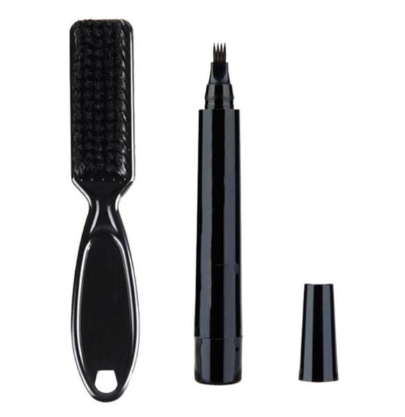 

hair brushes waterproof 4 fork tips beard shaping pen filler with styling brush for men3683730, Silver
