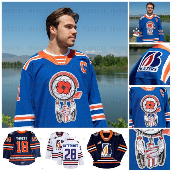 

kamloops blazers hockey jerseys 2023 hockey commemorative jerseys openning jesse sanche logan bairos olen zellweger ryan nolan aapo sarell, Black;red