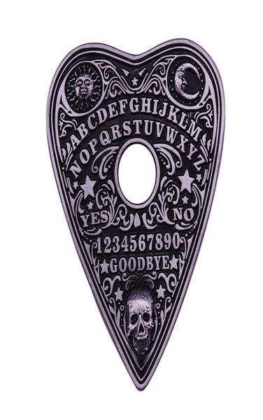 

ouija spirit board mystic oracle planchette halloween seance skull sun moon spooky magical lapel pin witch pagan brooch3449678, Gray