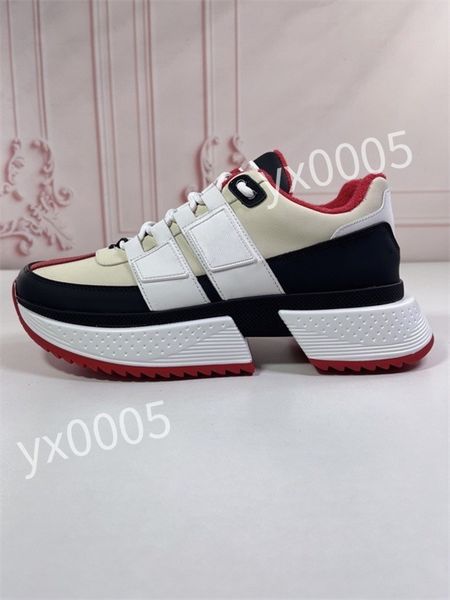 

new designer flat sneaker trainer casual shoes leather white letter overlays fashion platform mens womens low sneakers, Black