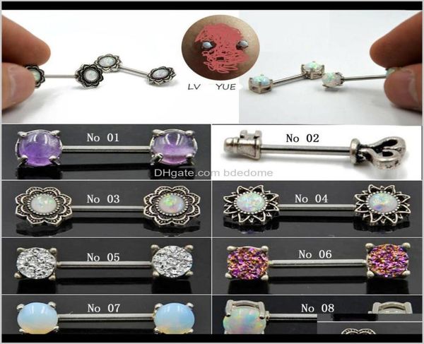 

rings body drop delivery 2021 316l surgical steel flower opal breast ring charming nipple womens piercing jewelry ziaq65104735, Silver