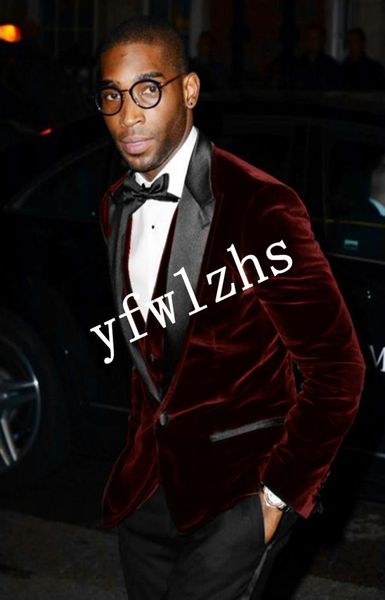 

custommade peak lapel groomsmen velveteen groom tuxedos men suits weddingpromdinner man blazerjacketpantstievest w2648096792, Black;gray