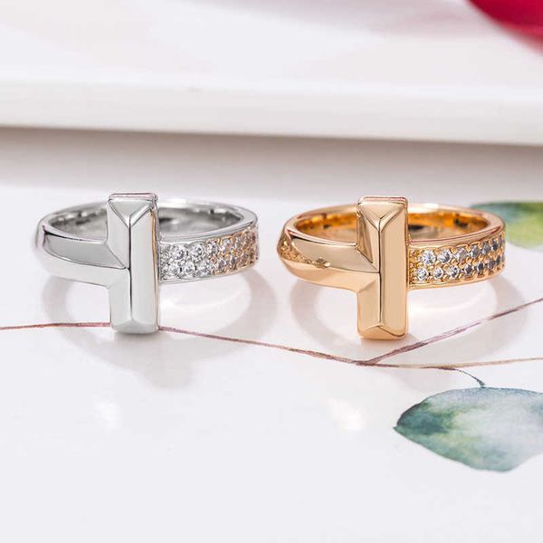 

eller s925 sterling silver tiffay ring simple korean japanese temperament t-shaped romantic couple design