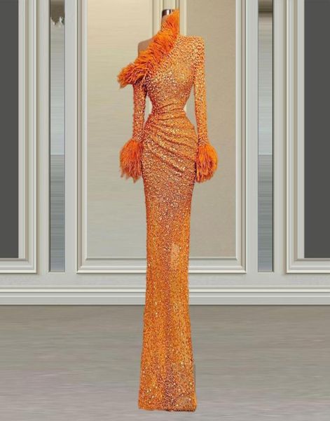 

2021 muslim mermaid evening dresses with pearls lace sequined red carpet dress long sleeves formal prom gowns elegant vestido de n1570252, Black;red
