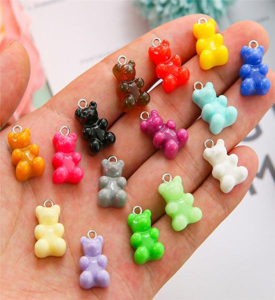

10pcs candy color gummy mini bear charms for diy making cute earrings pendants necklaces jewelry finding accessories 1221mm7440050, Bronze;silver