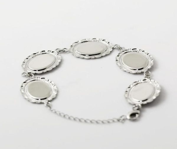 

beadsnice filigree bracelet po bracelet setting with 5 blank bezels fits cabochons size 13 x 18mm bangle blanks id 267338873598, Slivery;crystal