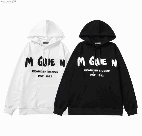 

fashion men hoodie women sweatshirts streetwear pullover loose hoodies lovers clothing hig h quality mc queens mcqueens alexanders i1k4, Black