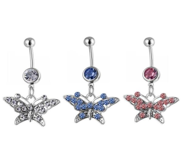 

d0141 butterfly belly navel button ring mix colors012343800715, Silver